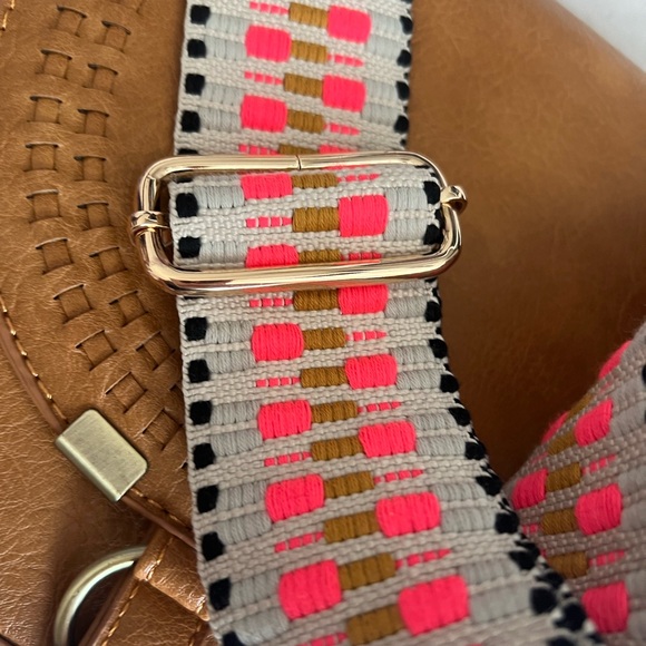 Never used- Brown Crossbody Bag with Pink Accents - Picture 5 of 6